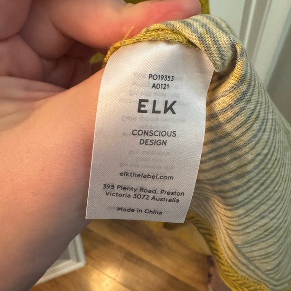 Elk the Label Women's Mustard Patterned Maxi Dress, 100% Organic Cotton - Picture 6 of 7